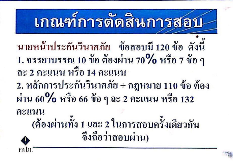 สอบใบอนุญาตนายหน้าประกันวินาศภัย สอบ 2 รอบ วันที่ 27/3/2565